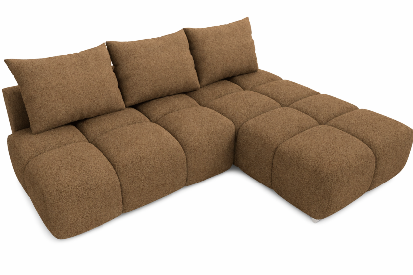 Narożnik rozkładany z funkcją spania Honey Mini Prawy Boucle Cappuccino 1016399