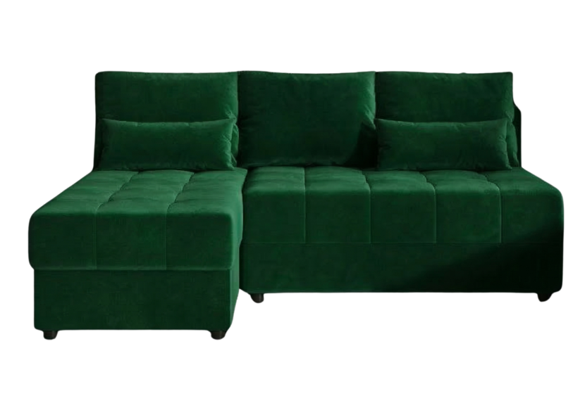 Narożnik Rozkładany Zielony 206x140 Siedzisko Pianka T30 Bonell - LUCIA FIT 970904
