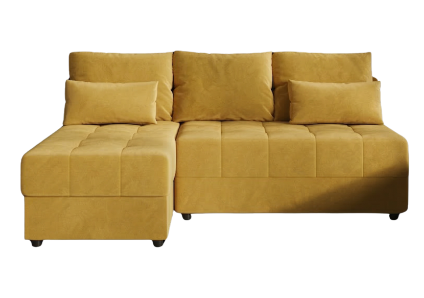 Narożnik Rozkładany Żółty 206x140 + Siedzisko Pianka T30 - LUCIA FIT 970897
