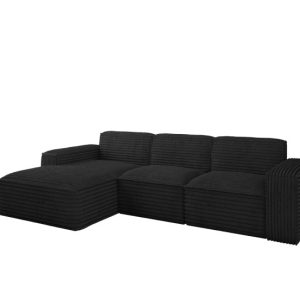 Narożnik Siena L – sofa w kształcie litery L, tkanina Velo Czarny Lewy 715319