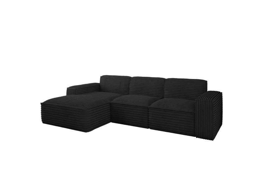 Narożnik Siena L - sofa w kształcie litery L, tkanina Velo Czarny Lewy 715319