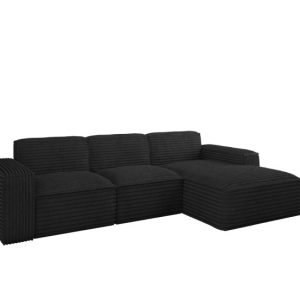 Narożnik Siena L – sofa w kształcie litery L, tkanina Velo Czarny Prawy 715396