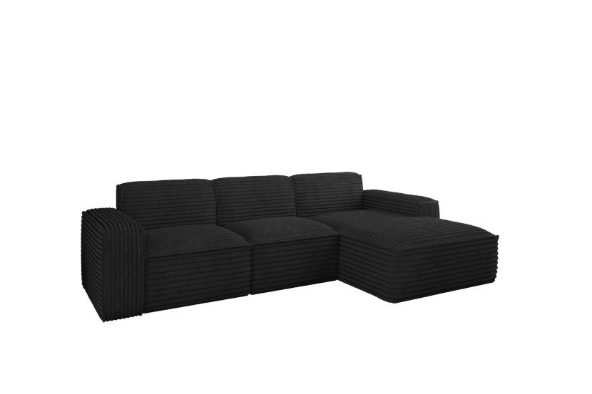 Narożnik Siena L - sofa w kształcie litery L, tkanina Velo Czarny Prawy 715396