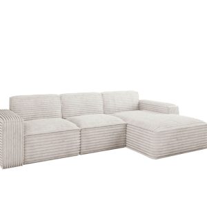 Narożnik Siena L – sofa w kształcie litery L, tkanina Velo Ecru Prawy 715328