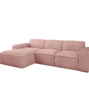 Narożnik Siena L – sofa w kształcie litery L, tkanina Velo Różowy Lewy 715401