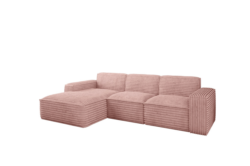 Narożnik Siena L - sofa w kształcie litery L, tkanina Velo Różowy Lewy 715401