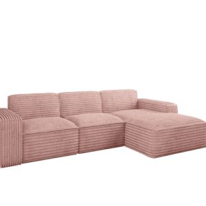 Narożnik Siena L – sofa w kształcie litery L, tkanina Velo Różowy Prawy 748640