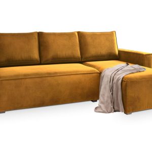 NAROŻNIK SILES z funkcją spania Żółty 254378 NAROŻNIK SILES z funkcją spania Żółty 254378