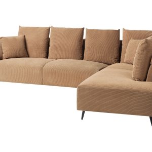 Narożnik sofa duża sztruksowa brązowa z poduchami 390625 Narożnik sofa duża sztruksowa brązowa z poduchami 390625