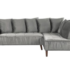 Narożnik sofa duża welurowa jasnoszara 62635 Narożnik sofa duża welurowa jasnoszara 62635