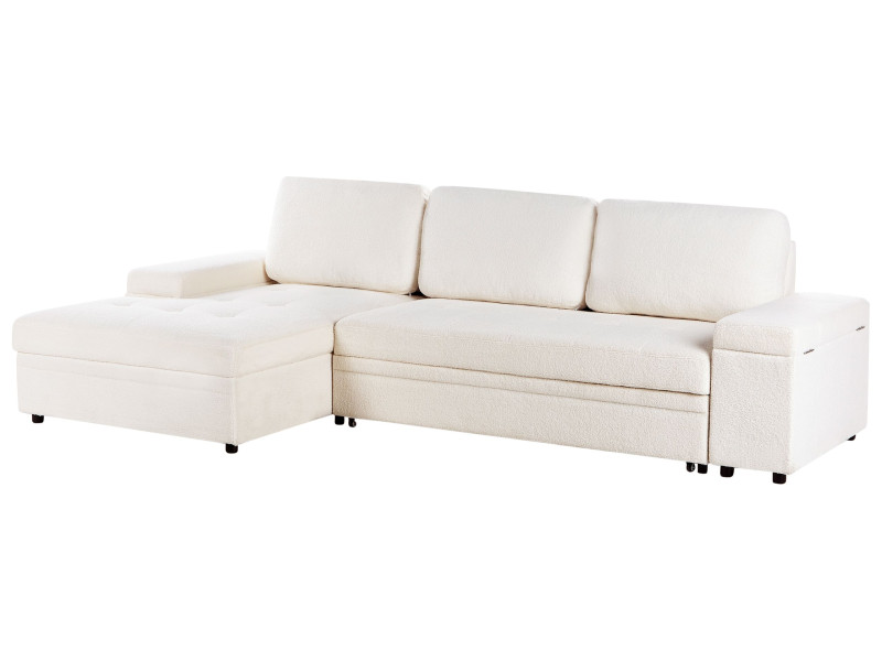 Narożnik sofa narożna funkcja spania biała 668426
