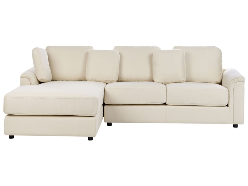 Narożnik sofa rogówka tapicerowana jasnobeżowy 390626