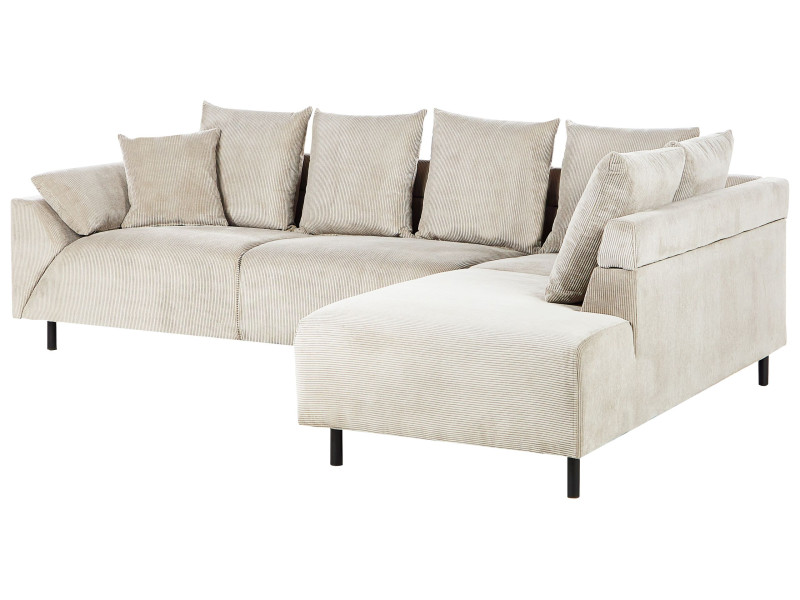 Narożnik sofa sztruksowy beżowy 576815