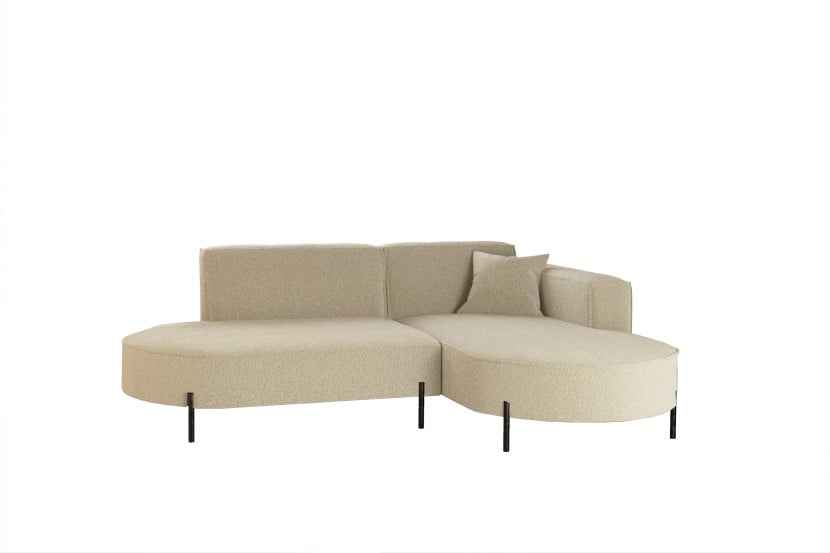 Narożnik, Sofa w kształcie L Modena Rein tkanina Quelle Beżowy Prawy 649082