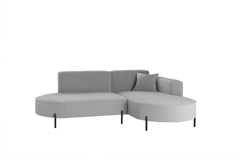 Narożnik, Sofa w kształcie L Modena Rein tkanina Quelle Szary Prawy 648884