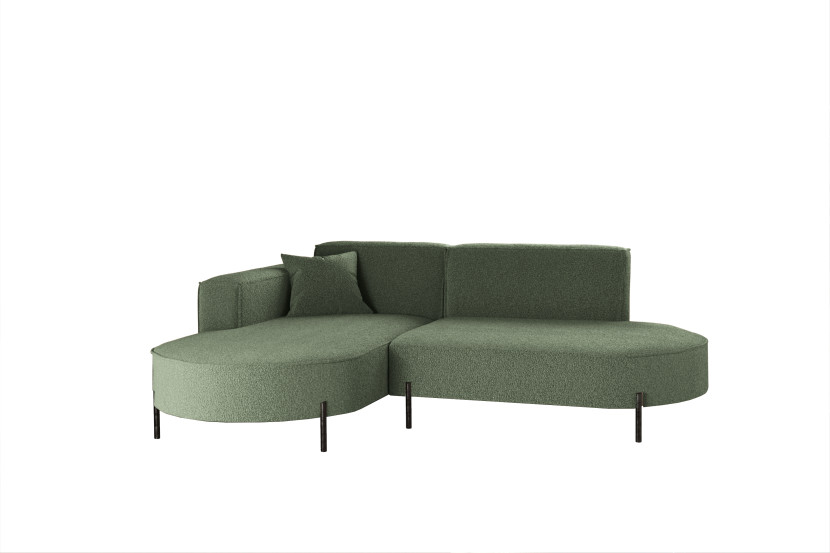 Narożnik, Sofa w kształcie L Modena Rein tkanina Quelle Zielony Lewy 648932