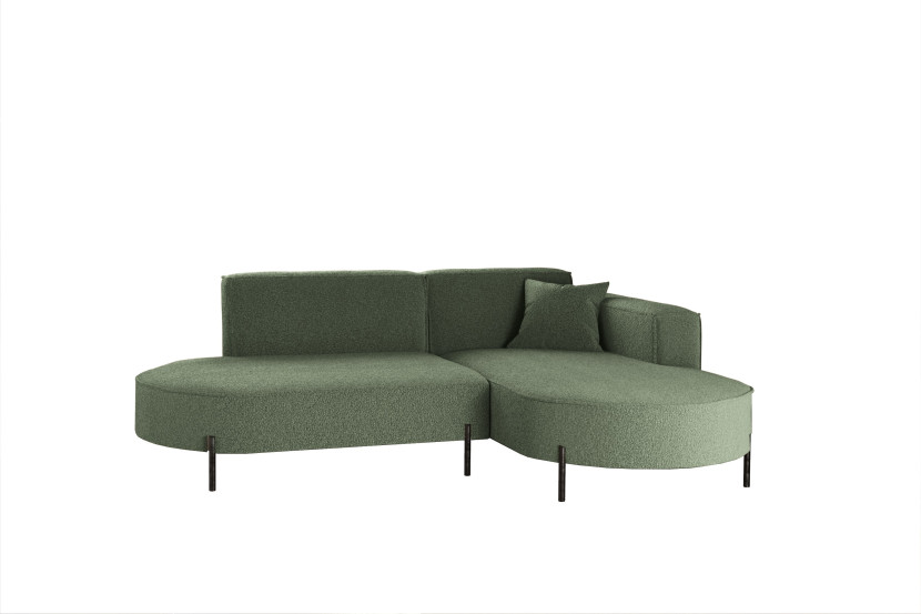Narożnik, Sofa w kształcie L Modena Rein tkanina Quelle Zielony Prawy 649026