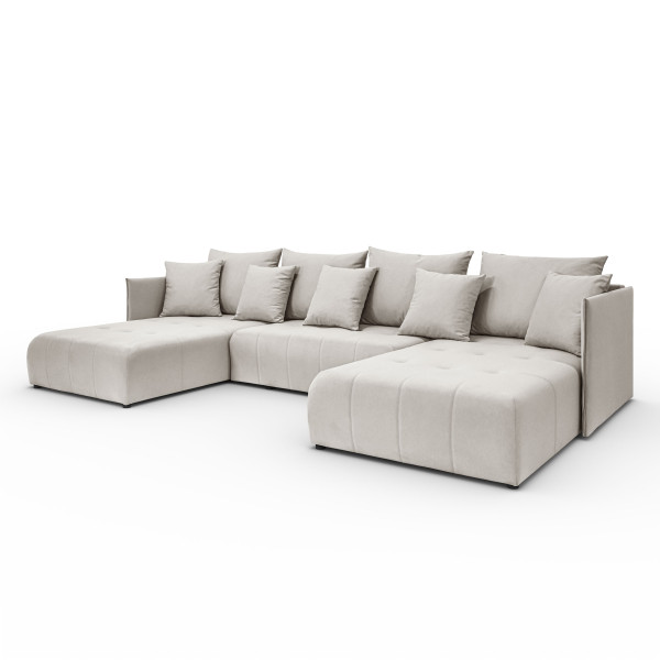 Narożnik, Sofa w kształcie litery U, Hannover U tkanina Castel Ecru 576674