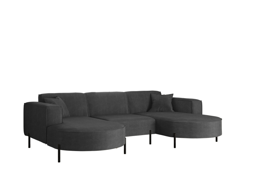 Narożnik, Sofa w kształcie U Modena Rein tkanina Noel Ciemnoszary 748883