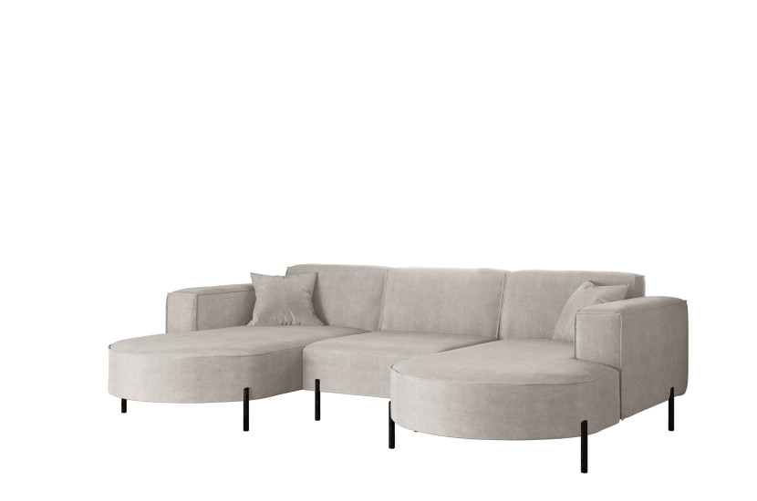 Narożnik, Sofa w kształcie U Modena Rein tkanina Noel Jasnoszary 748885