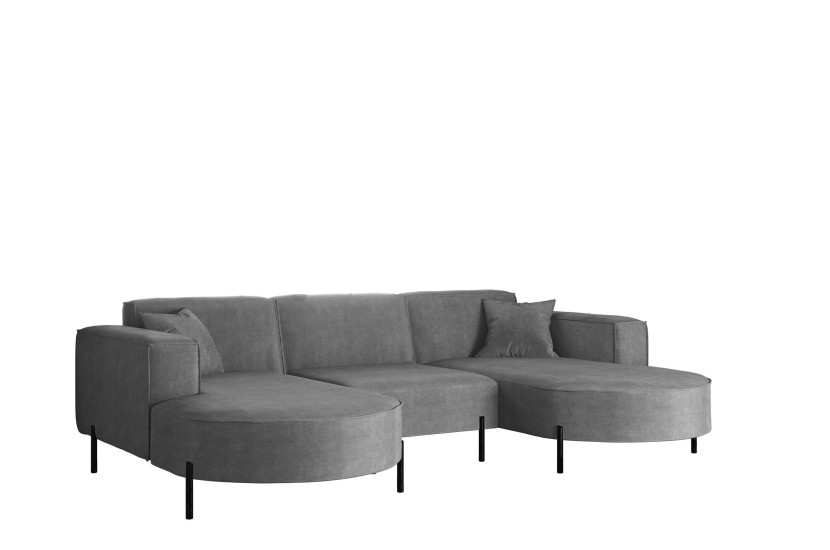 Narożnik, Sofa w kształcie U Modena Rein tkanina Noel Popielaty 748882