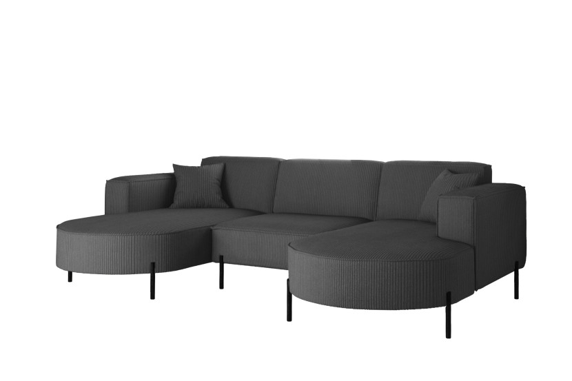 Narożnik, Sofa w kształcie U Modena Rein tkanina Poso Grafitowy 636873