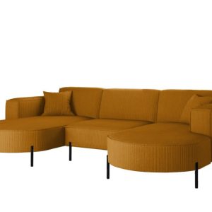 Narożnik, Sofa w kształcie U Modena Rein tkanina Poso Musztardowy 636879