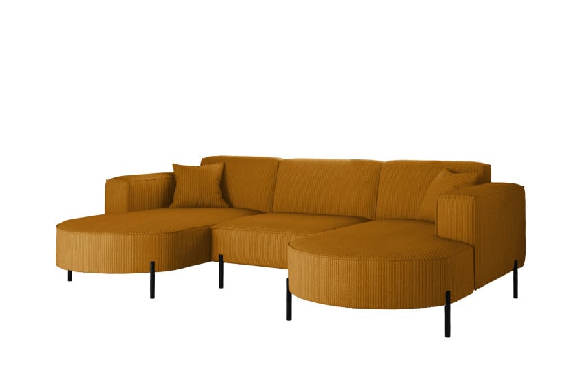 Narożnik, Sofa w kształcie U Modena Rein tkanina Poso Musztardowy 636879