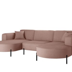 Narożnik, Sofa w kształcie U Modena Rein tkanina Poso Różowy 636830