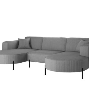 Narożnik, Sofa w kształcie U Modena Rein tkanina Poso Srebrny 636899