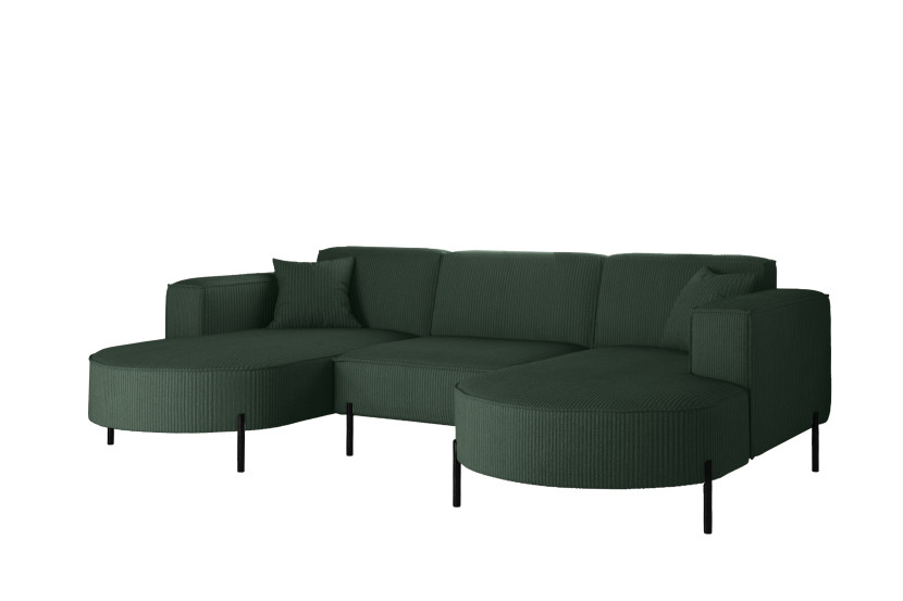 Narożnik, Sofa w kształcie U Modena Rein tkanina Poso Zielony 636803
