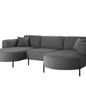 Narożnik, Sofa w kształcie U Modena Rein tkanina Quelle Grafitowy 636888