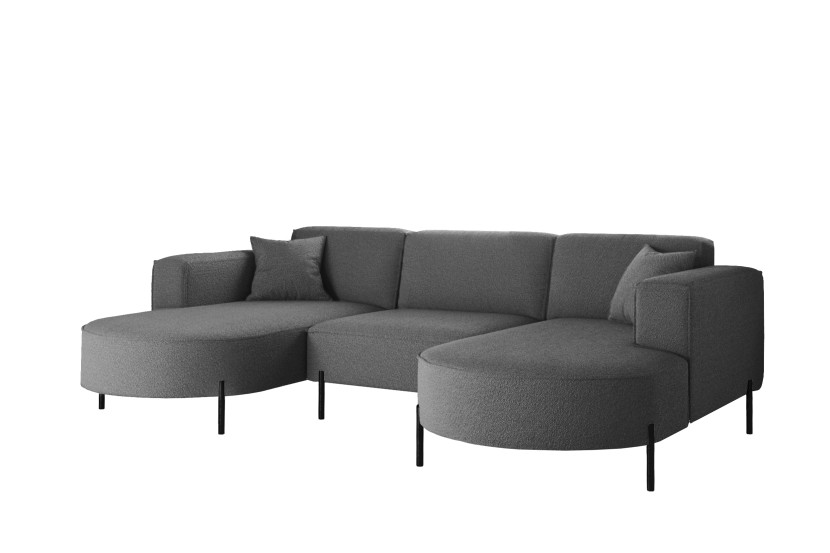 Narożnik, Sofa w kształcie U Modena Rein tkanina Quelle Grafitowy 636888