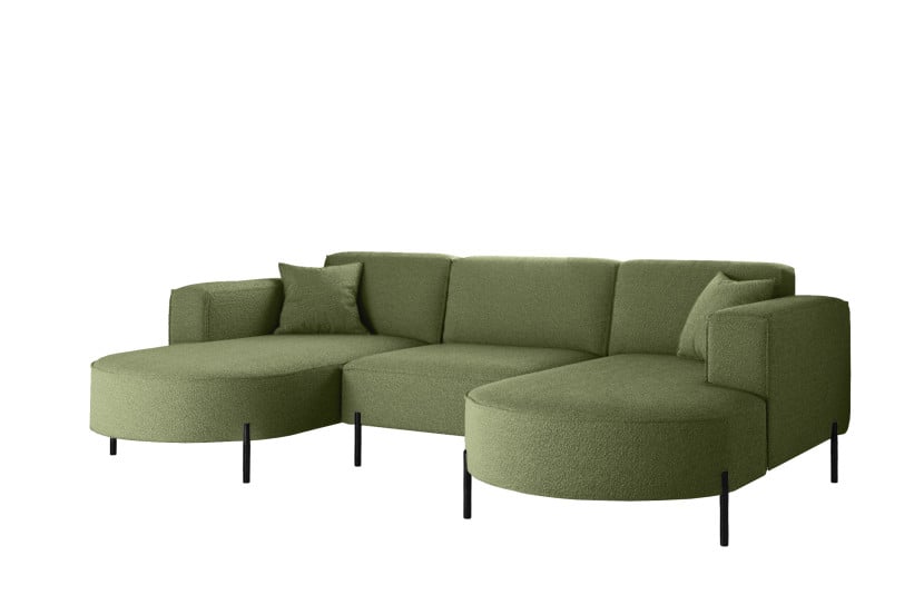 Narożnik, Sofa w kształcie U Modena Rein tkanina Quelle Oliwkowy 636865