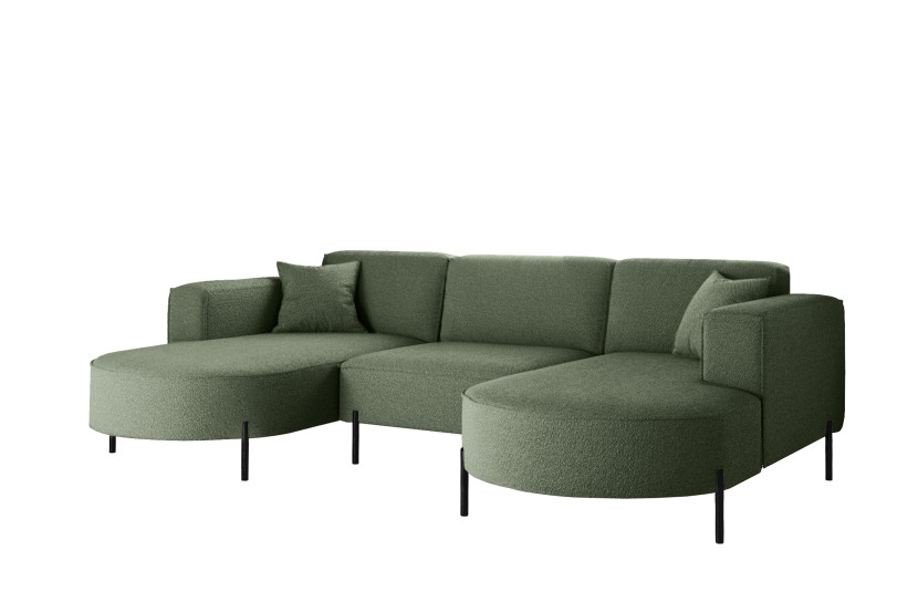 Narożnik, Sofa w kształcie U Modena Rein tkanina Quelle Zielony 636858