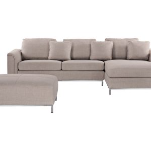 Narożnik sofa z otomaną beżowy 288981 Narożnik sofa z otomaną beżowy 288981
