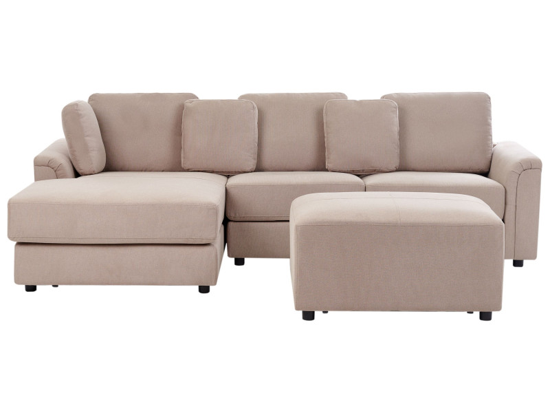 Narożnik sofa z otomaną rogówka beżowoszary 390628