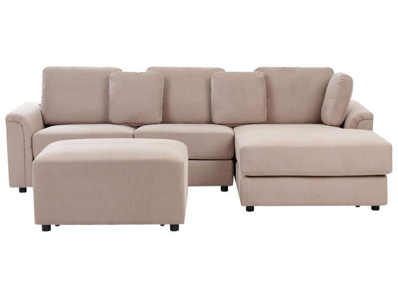 Narożnik sofa z otomaną rogówka beżowoszary 390627