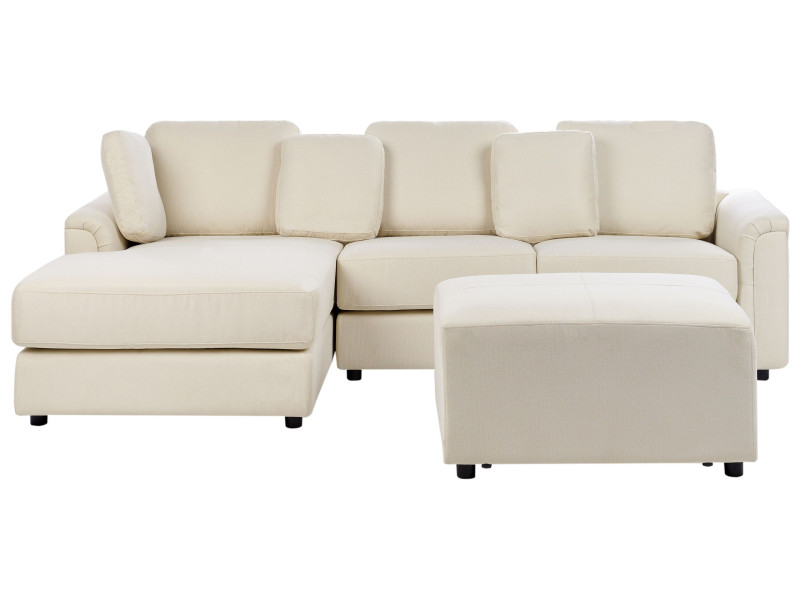 Narożnik sofa z otomaną rogówka jasnobeżowy 390635