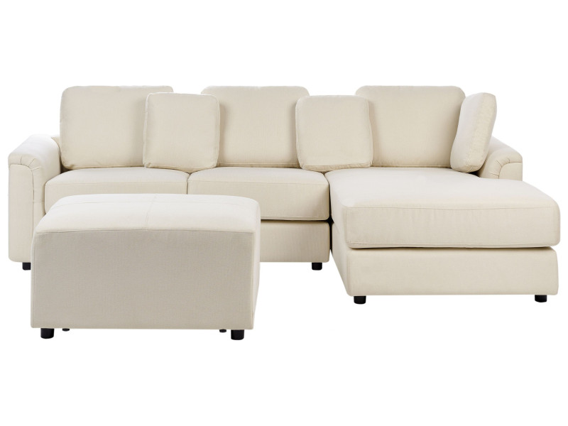 Narożnik sofa z otomaną rogówka jasnobeżowy 390634