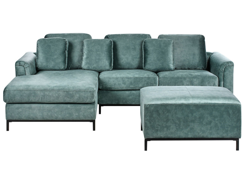 Narożnik sofa z otomaną rogówka lazurowy 567413