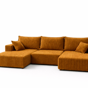 Narożnik SOFT U z funckją spania musztardowy sztruks 937645