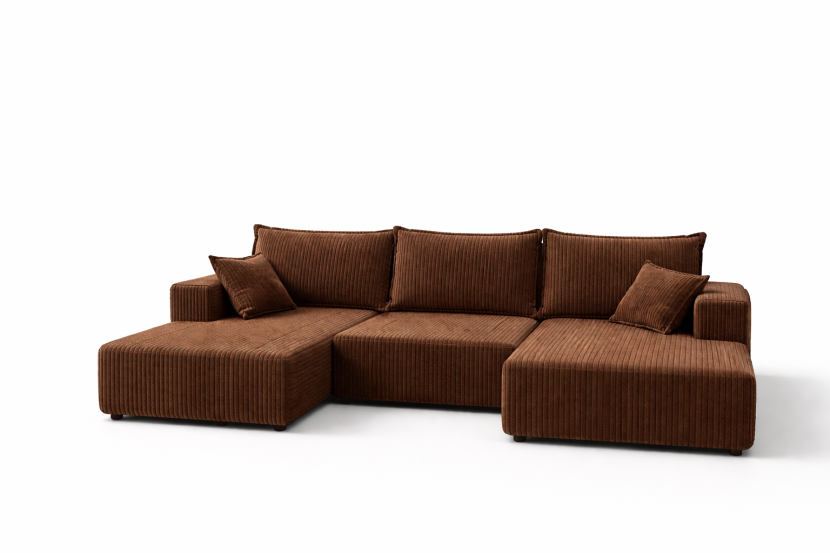 Narożnik SOFT U z funkcją spania brąz pojemnik 937604