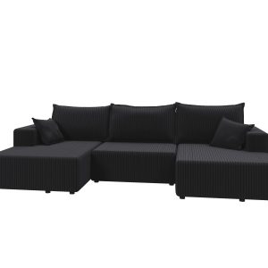 Narożnik SOFT U z funkcją spania czarny sztruks 937650