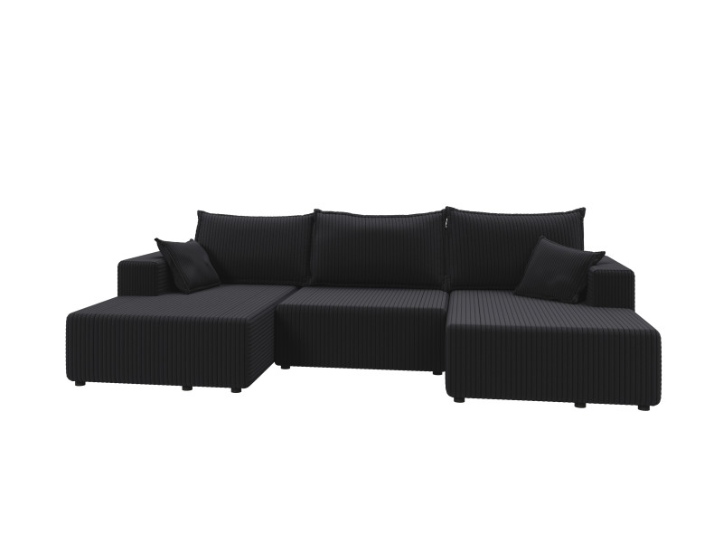 Narożnik SOFT U z funkcją spania czarny sztruks 937650