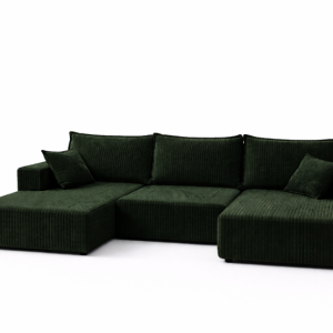 Narożnik SOFT U z funkcją spania zielony sztruks 937651