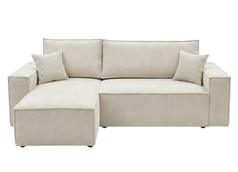 Narożnik Sztruksowy Beżowy 244x145 Rozkładany Monte 963349