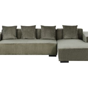 Narożnik sztruksowy sofa lewostronna zielony 939101