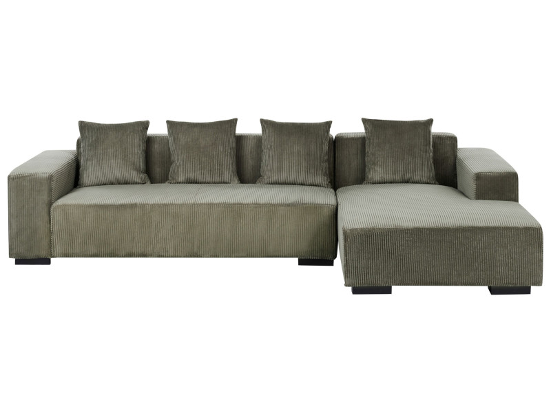Narożnik sztruksowy sofa lewostronna zielony 939101