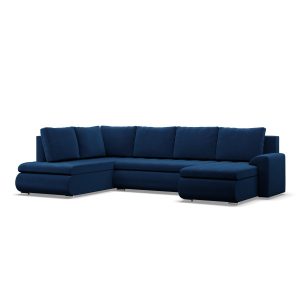 Narożnik U, Funkcja spania, Otomana + Leżanka, Pojemniki, Granatowy 516548 Narożnik U, Funkcja spania, Otomana + Leżanka, Pojemniki, Granatowy 516548
